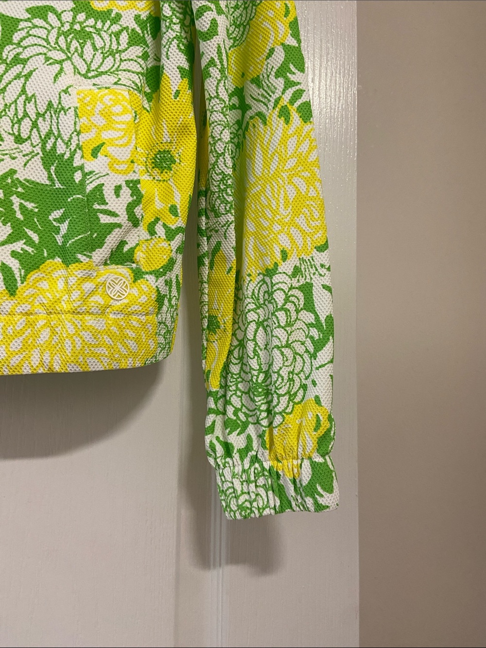 Lilly Pulitzer Green and Yellow Floral Zip-Front Bomber Jacket - Picture 6 of 8